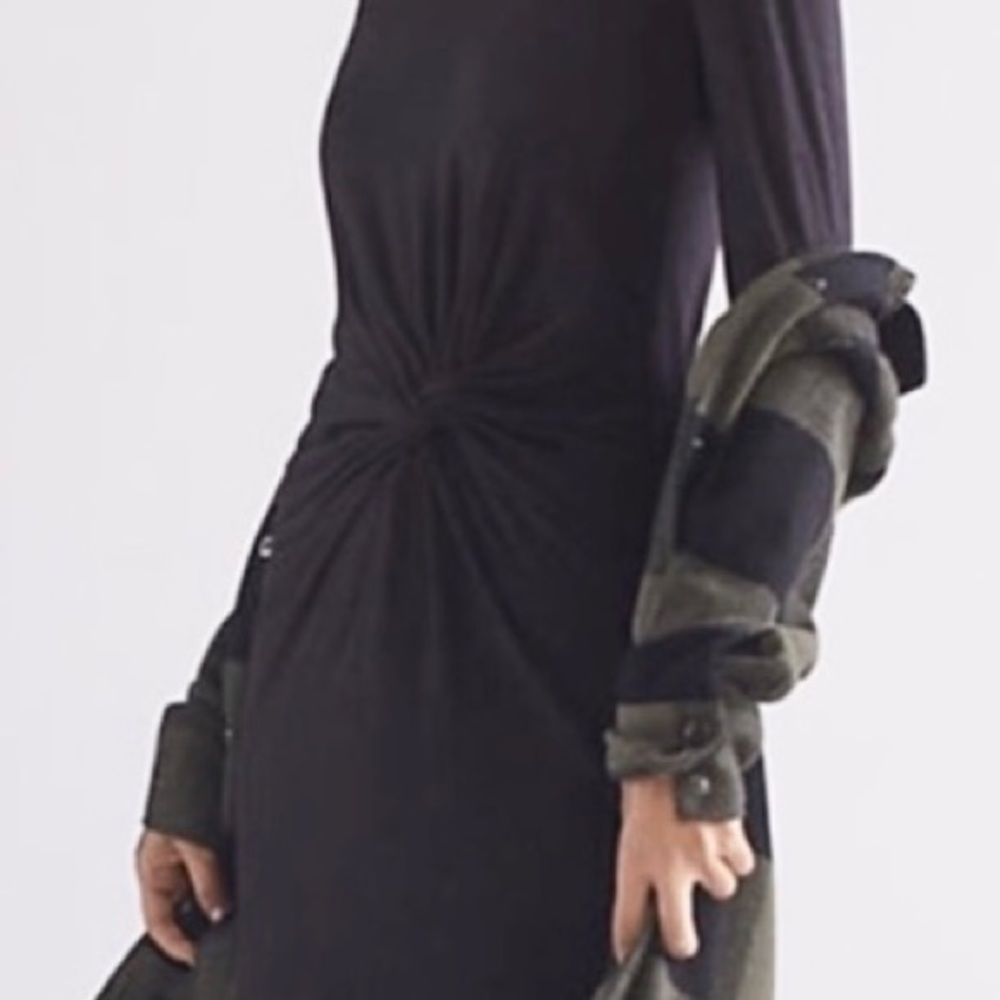 Anthropologie Sundry Twist Front Long sleeve Black Midi Dress XL NWT - Picture 3 of 9